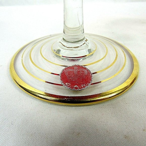Vintage Bohemian Crystal Ruby Red Wine Glass Floral CAM Stem Set of 2 - Picture 5 of 6